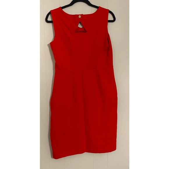 Talbots Red Sleeveless‎ Fitted Jersey Dress Size 10 Zip Side Office Siren Staple - Picture 2 of 7